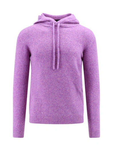 Shop Roberto Collina Wool Blend Sweater With Melange Effect In Purple