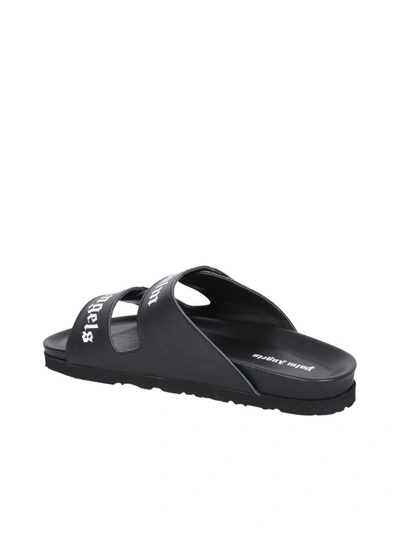 Shop Palm Angels Double Buckle Black Sandals In Grey