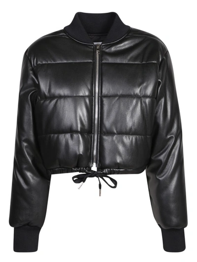 Shop Msgm Black Quilted Faux Leather Jackets