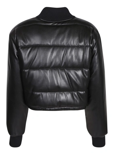 Shop Msgm Black Quilted Faux Leather Jackets