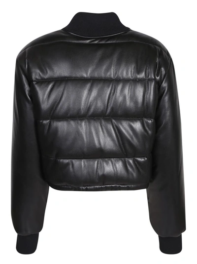 Msgm Quilted Faux Leather Jacket In Black