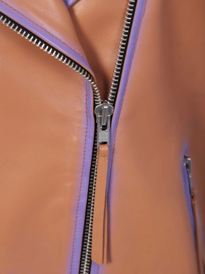 Stand Studio Tan And Lilac Biker Vest In Brown