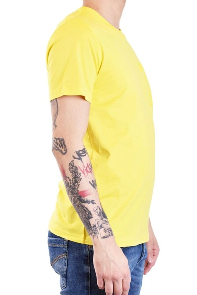 Shop Moschino Yellow Logo Print T-shirt In Gold