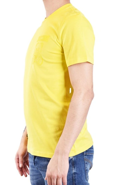 Shop Moschino Yellow Logo Print T-shirt In Gold