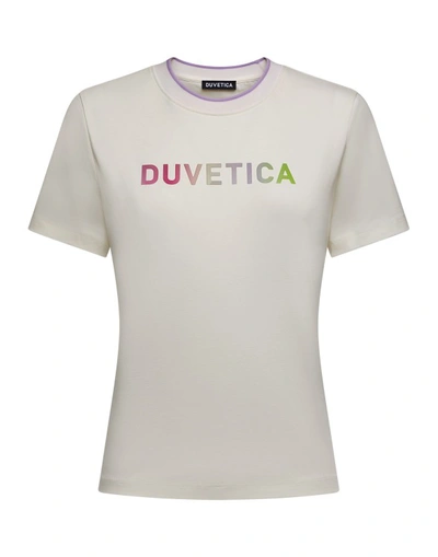 Shop Duvetica White Crew Neck T-shirt In Grey