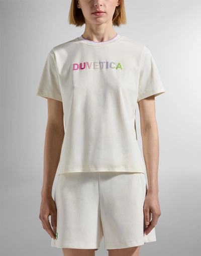 Shop Duvetica White Crew Neck T-shirt In Grey