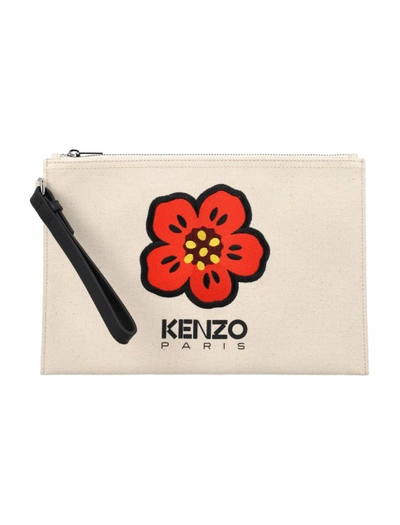 Shop Kenzo Boke Flower Clutch In Neutrals