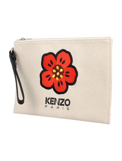 Shop Kenzo Boke Flower Clutch In Neutrals