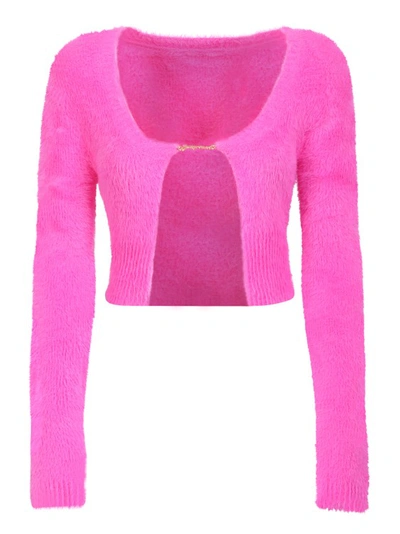 Shop Jacquemus Pink Cropped Cardigan