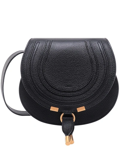 Shop Chloé Marcie Small Leather Shoulder Bag In Black