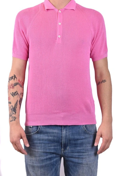 Shop Laneus Pink Cotton Polo Shirt