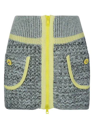 Shop Cormio Knit Mini Skirt With Front Zipper In Mintatracite
