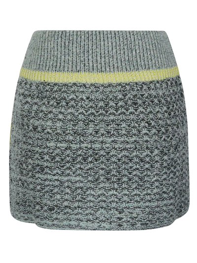 Shop Cormio Knit Mini Skirt With Front Zipper In Mintatracite