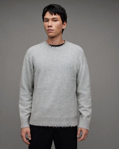 Shop Allsaints Luka Recycled Distressed Crew Neck Jumper