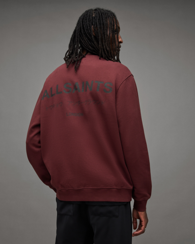 Shop Allsaints Underground Oversized Crew Neck Sweatshirt In Mars Red