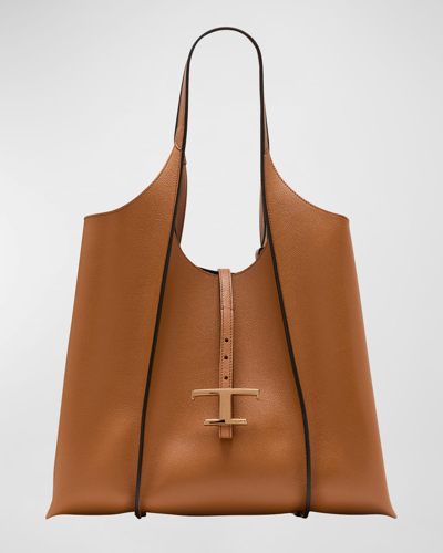 Shop Tod's Amanda Leather Hobo Bag In Kenia Scuro