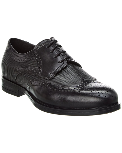 Shop Karl Lagerfeld Perforated Wingtip Leather Oxford In Black