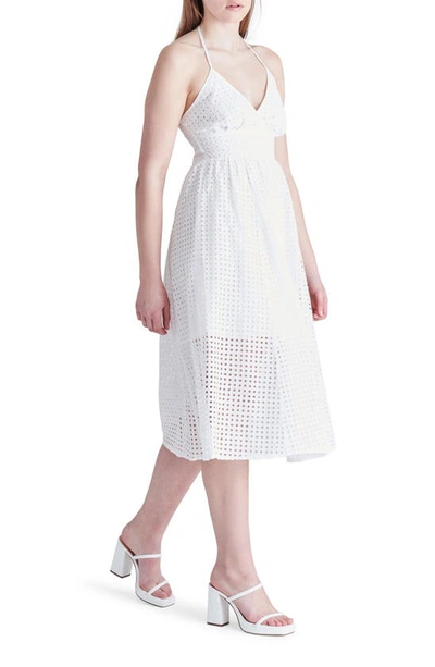 Shop Steve Madden Denise Eyelet Cotton Halter Midi Dress In Optic White