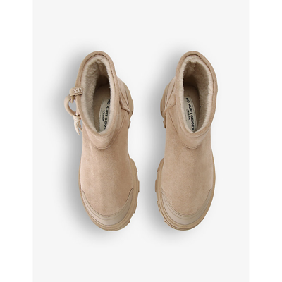 Kg Kurt Geiger Womens Taupe Trekker Logo-embossed Low Faux-leather Ankle Boots In Brown