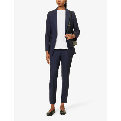 Shop Theory Women's Nocturne Navy Etiennette Single-breasted Relaxed-fit Wool-blend Jacket