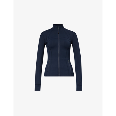 Shop Lululemon Women's True Navy Define Funnel-neck Fitted Stretch-woven Jacket