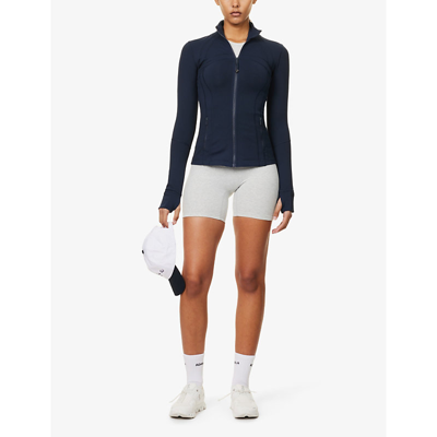 Shop Lululemon Women's True Navy Define Funnel-neck Fitted Stretch-woven Jacket