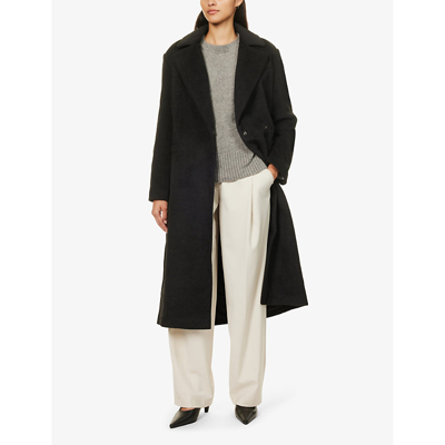 Shop Pretty Lavish Womens Charcoal Ezra Boxy-fit Woven-blend Coat