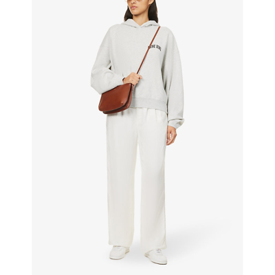 Shop Anine Bing Women's Grey Melange Alec Brand-print Cotton-jersey Hoody