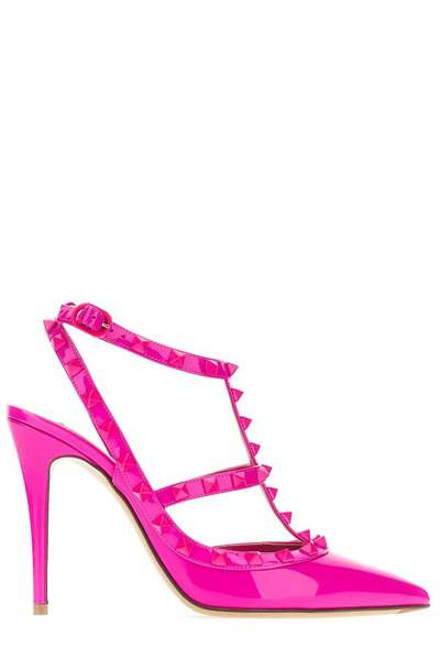 Shop Valentino Garavani Rockstud Pointed Toe Pumps In Pink