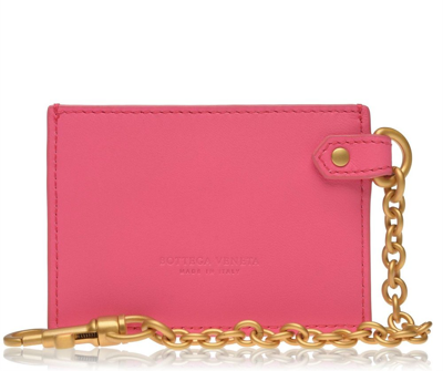 Shop Bottega Veneta Logo Embossed Keychain Cardholder In Pink
