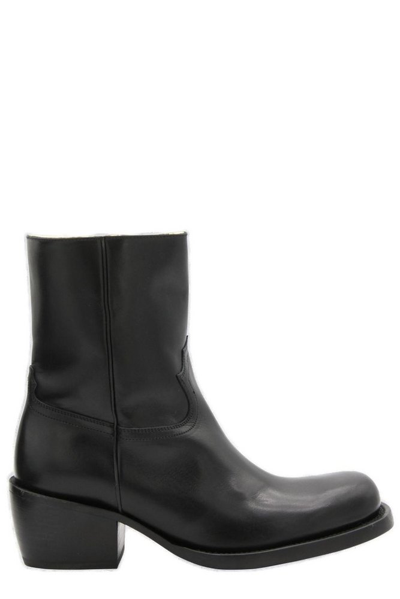 Shop Dries Van Noten Round Toe Ankle Boots In Black