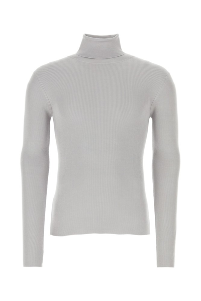 Shop Dolce & Gabbana Turtleneck Ribbed Sweater In Grey