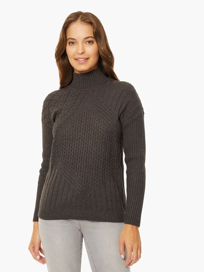 Shop Jones New York Reverse Jersey Multi-stitch Mock Neck Sweater In Grey