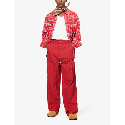Shop Jacquemus Mens Red Le De Nîmes Criollo Detachable-belt Relaxed-fit Wide-leg Jeans