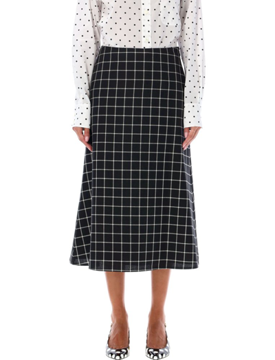 Shop Marni Check Patterned Midi Skirt In Black