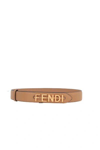 Shop Fendi Graphy Logo Buckled Belt In Beige