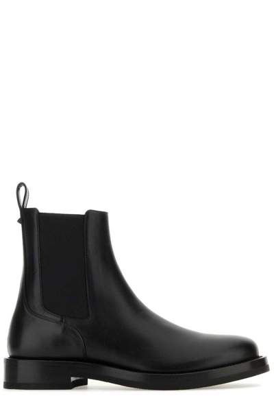 Shop Valentino Round Toe Ankle Boots In Black