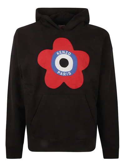 Shop Kenzo Logo Embroidered Hoodie In Black