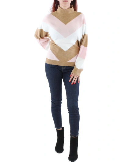 Shop Bcbgmaxazria Womens Knit Chevron Mock Turtleneck Sweater In Pink