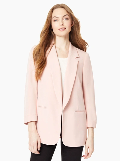 Shop Jones New York Notch Collar Rolled Cuff Bi-stretch Blazer In Pink