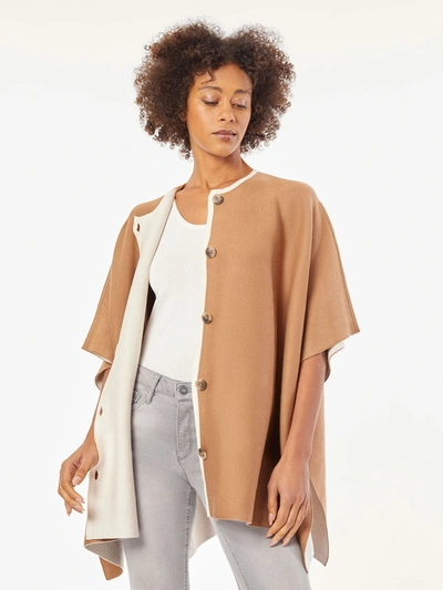 Shop Jones New York Button Front Knit Poncho In Brown