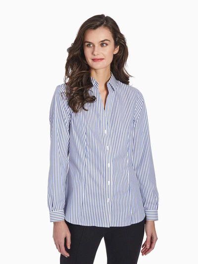 Shop Jones New York Striped Easy-care Button-up Shirt In Blue