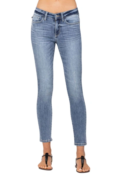 Shop Judy Blue Cropped Mid-rise Skinny Jean In Light Wash In Blue