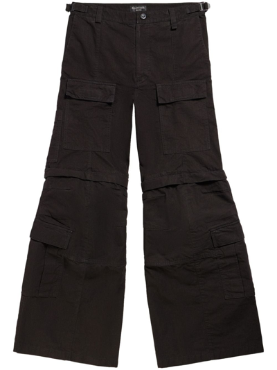 Shop Balenciaga Cotton Cargo Trousers In Black