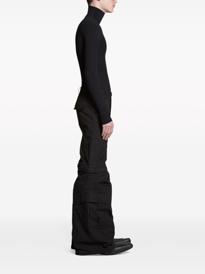 Shop Balenciaga Cotton Cargo Trousers In Black