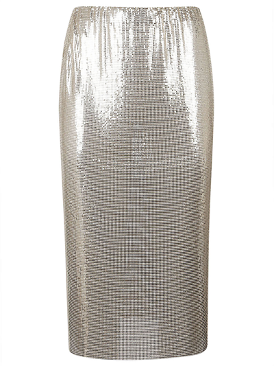 Shop Sportmax Metallic Knit Midi Skirt In Gold