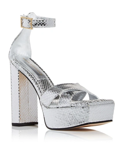 Shop Good American Womens Ankle Strap Open Toe Platform Sandals In Silver