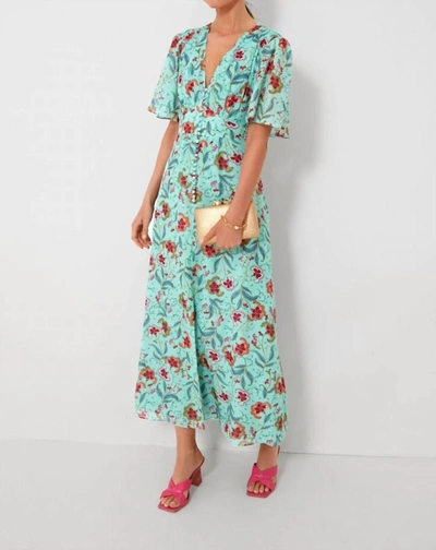 Saloni Emmy Dress In Delemare Teal In Multi