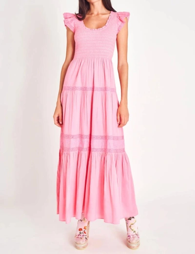 Shop Loveshackfancy Chessie Maxi Dress In Vivid Pink In Multi