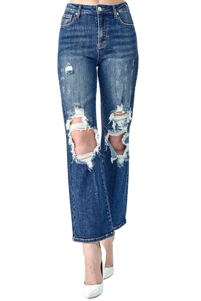 Shop Risen Straight Leg High Rise Jean In Dark Wash In Blue
